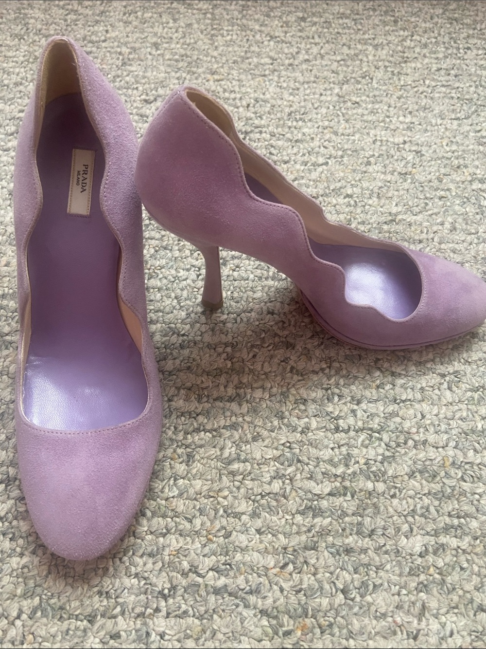 PRADA Lavender Scalloped Suede High Heel Pump - Women - Picture 9 of 10